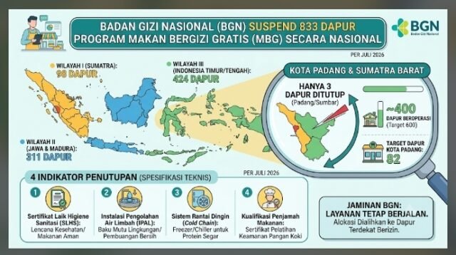 3 Dapur MBG di Kota Padang Ditutup